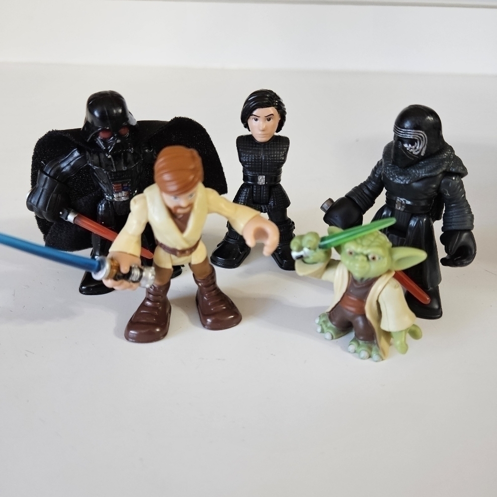 Playskool Star Wars Galactic Heroes Lot of 5 Figures Yoda Kylo Ren Vader Obi-Wan
